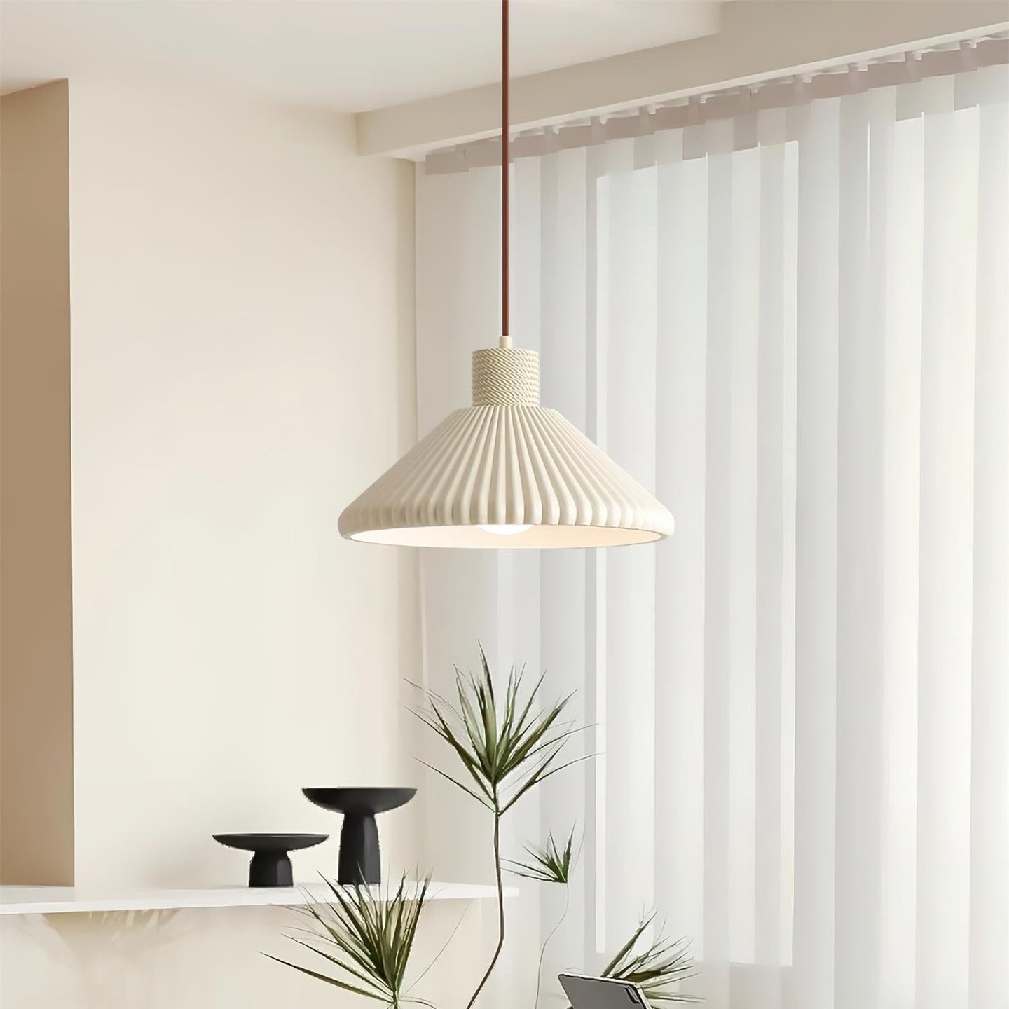 Modern Resin Pendant Light for Kitchen Island – Customizable Heads, Japandi Design, Energy-Efficient LED Lighting, Milk Coffee or White 2