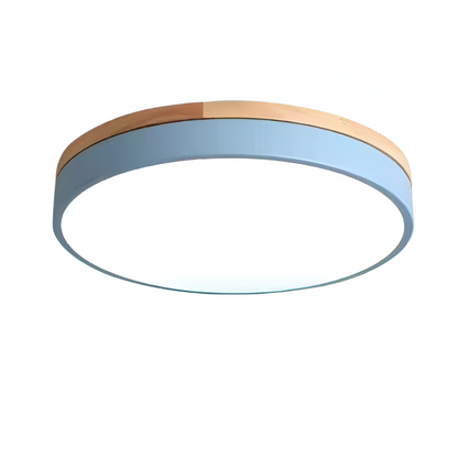 Nordic Minimalist Round Flush Mount Ceiling Light – Adjustable Brightness LED Ceiling Light Fixture in Acrylic and Wood Design 11