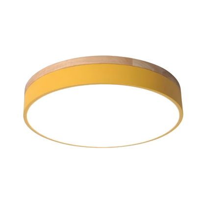 Nordic Minimalist Round Flush Mount Ceiling Light – Adjustable Brightness LED Ceiling Light Fixture in Acrylic and Wood Design 12