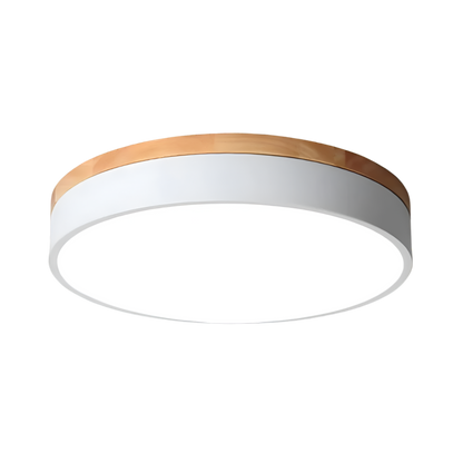 Nordic Minimalist Round Flush Mount Ceiling Light – Adjustable Brightness LED Ceiling Light Fixture in Acrylic and Wood Design 9